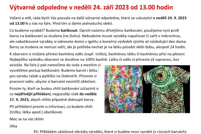 Výtvarné odpoledne 24. září 2023